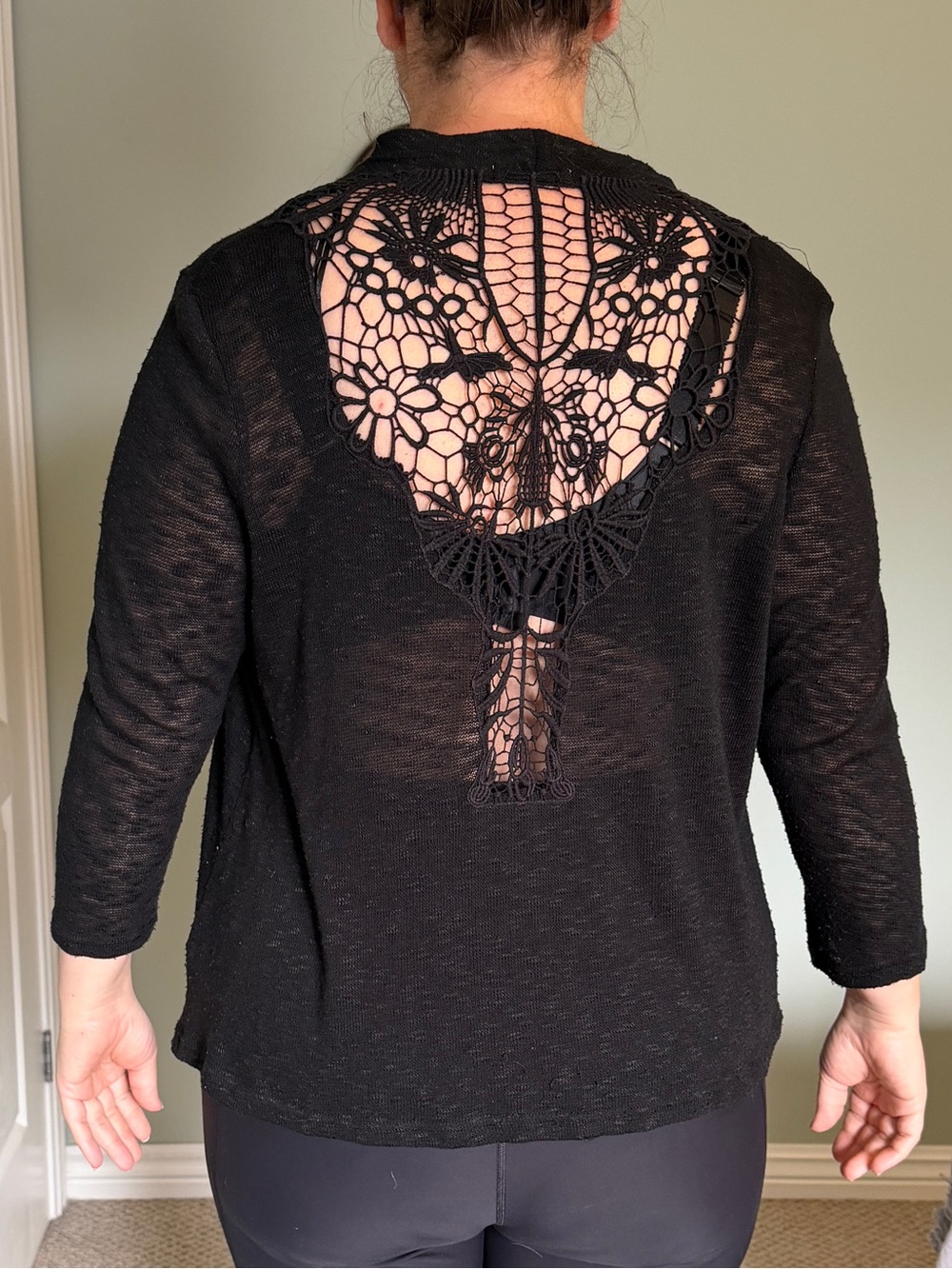Ricki's Black Lace Open Weave Cardigan